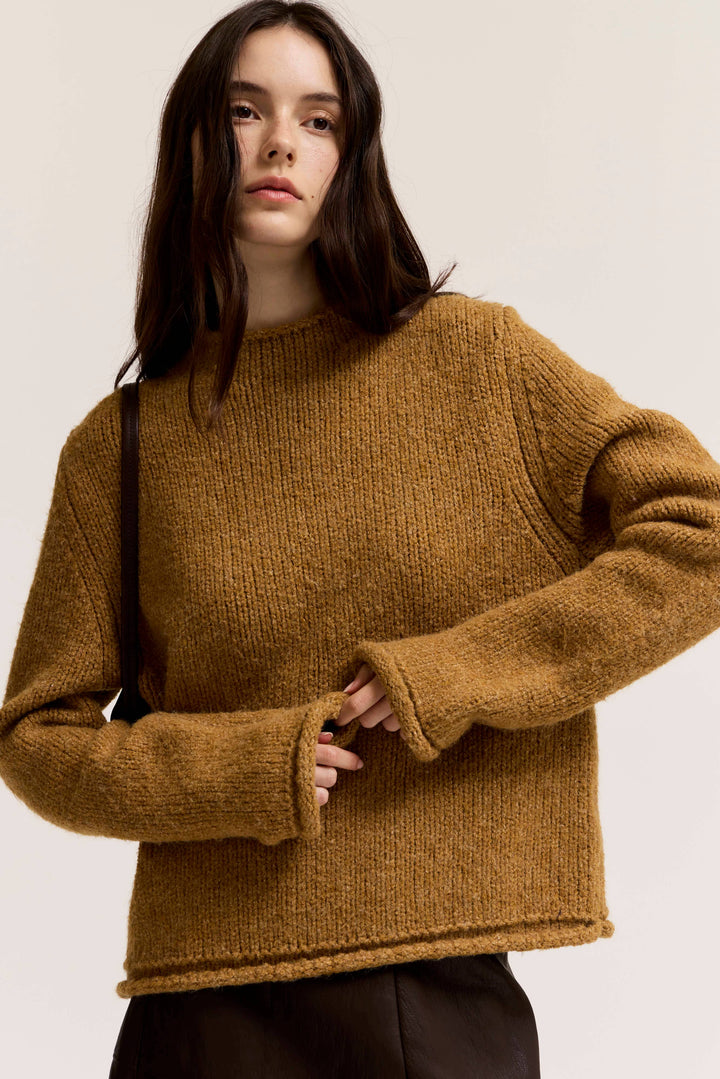 42337 - ROLLED EDGE SWEATER TOP: DRY SPICE / Contemporary / M send a bouquet- the best flower delivery