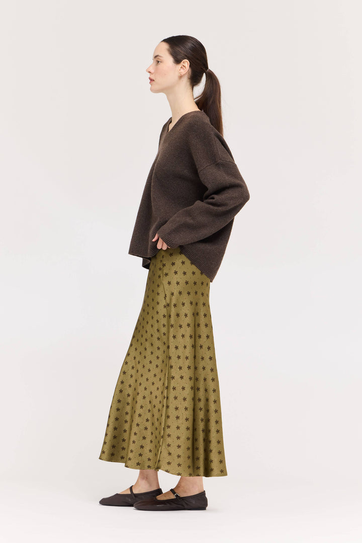 50685PD - FLORAL SATIN SLIP SKIRT: TAPENADE / Contemporary / L send a bouquet- the best flower delivery