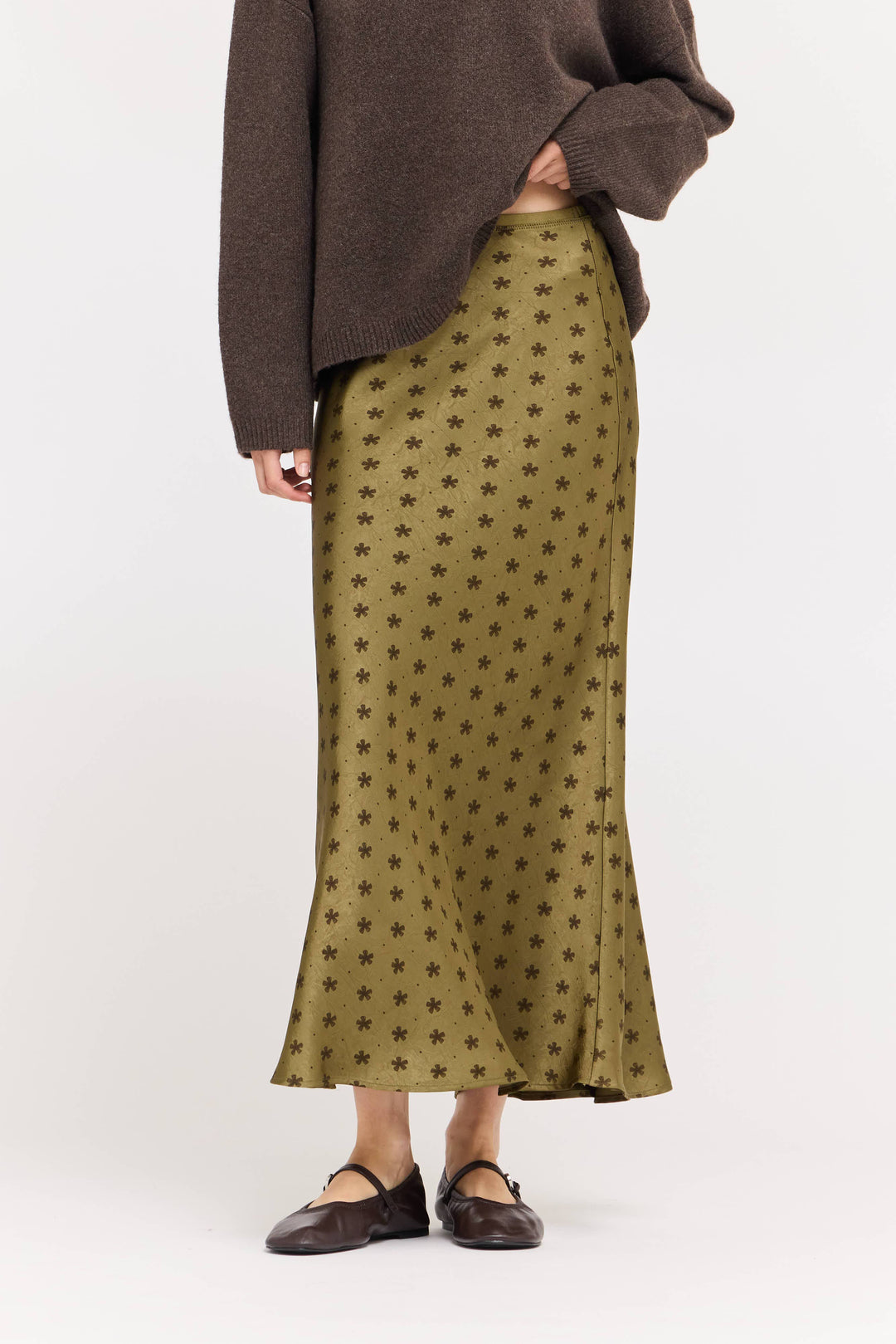 50685PD - FLORAL SATIN SLIP SKIRT: TAPENADE / Contemporary / S send a bouquet- the best flower delivery