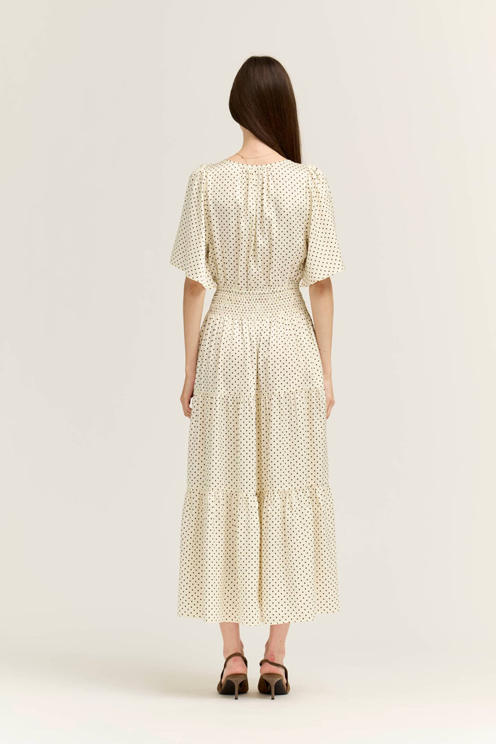 60845AZ - POLKA DOT PRINTED DRESS: IVORY CHOCO / Contemporary / M send a bouquet- the best flower delivery