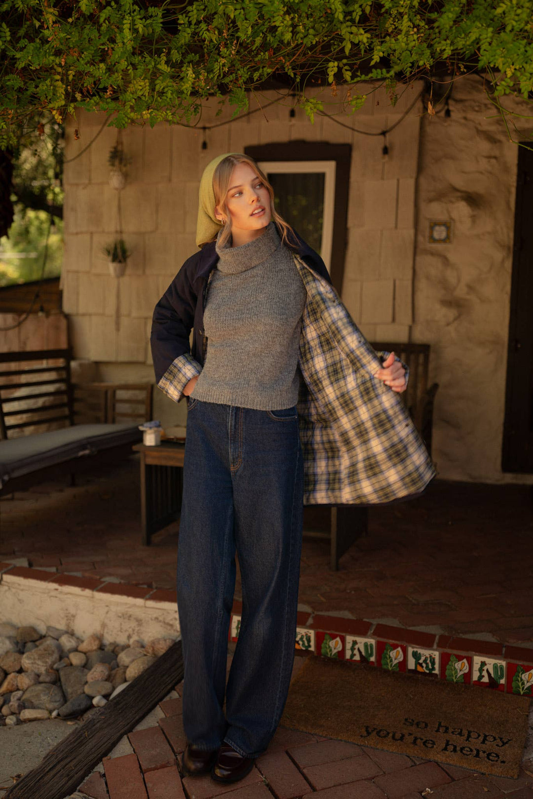 A-LINE BARN JACKET WITH CONTRAST PLAID MJK5253: Burgundy / L send a bouquet- the best flower delivery