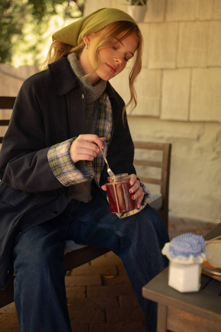 A-LINE BARN JACKET WITH CONTRAST PLAID MJK5253: Burgundy / M send a bouquet- the best flower delivery