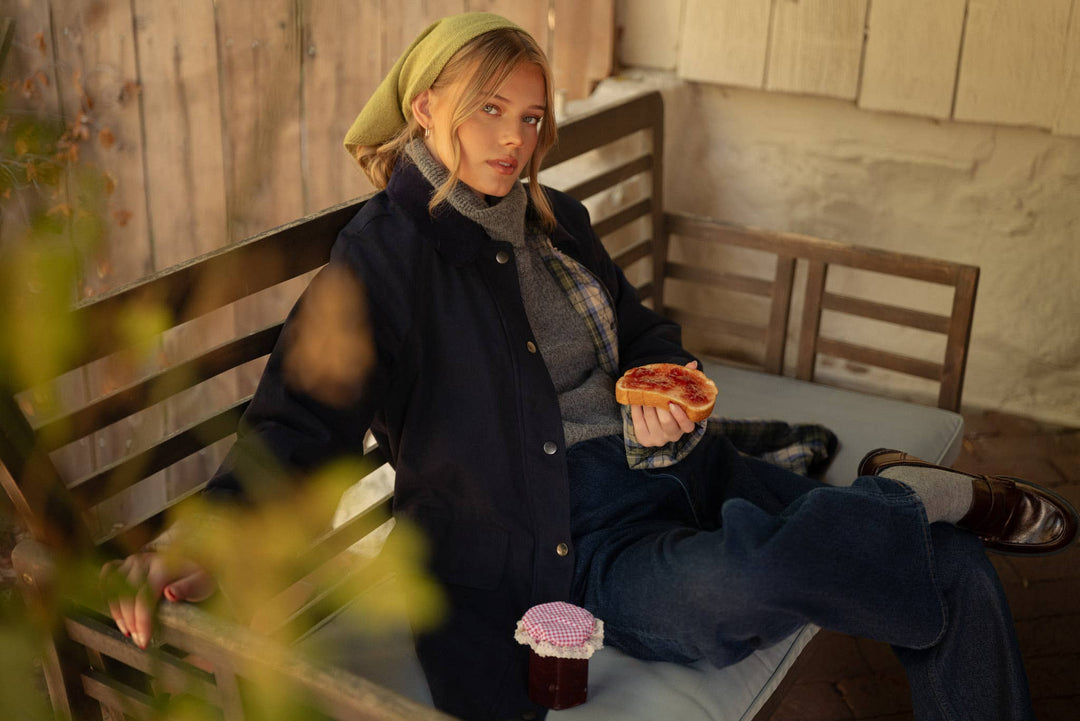 A-LINE BARN JACKET WITH CONTRAST PLAID MJK5253: Burgundy / M send a bouquet- the best flower delivery