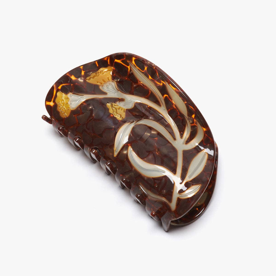 Artemisia Deep Claw - XL Large Hair Clip with Yellow Flowers send a bouquet- the best flower delivery