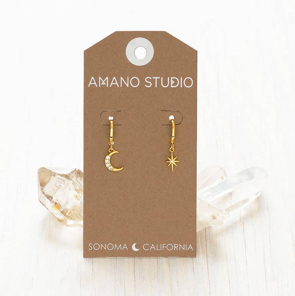 Moon and Star Huggie Hoop Earrings send a bouquet- the best flower delivery