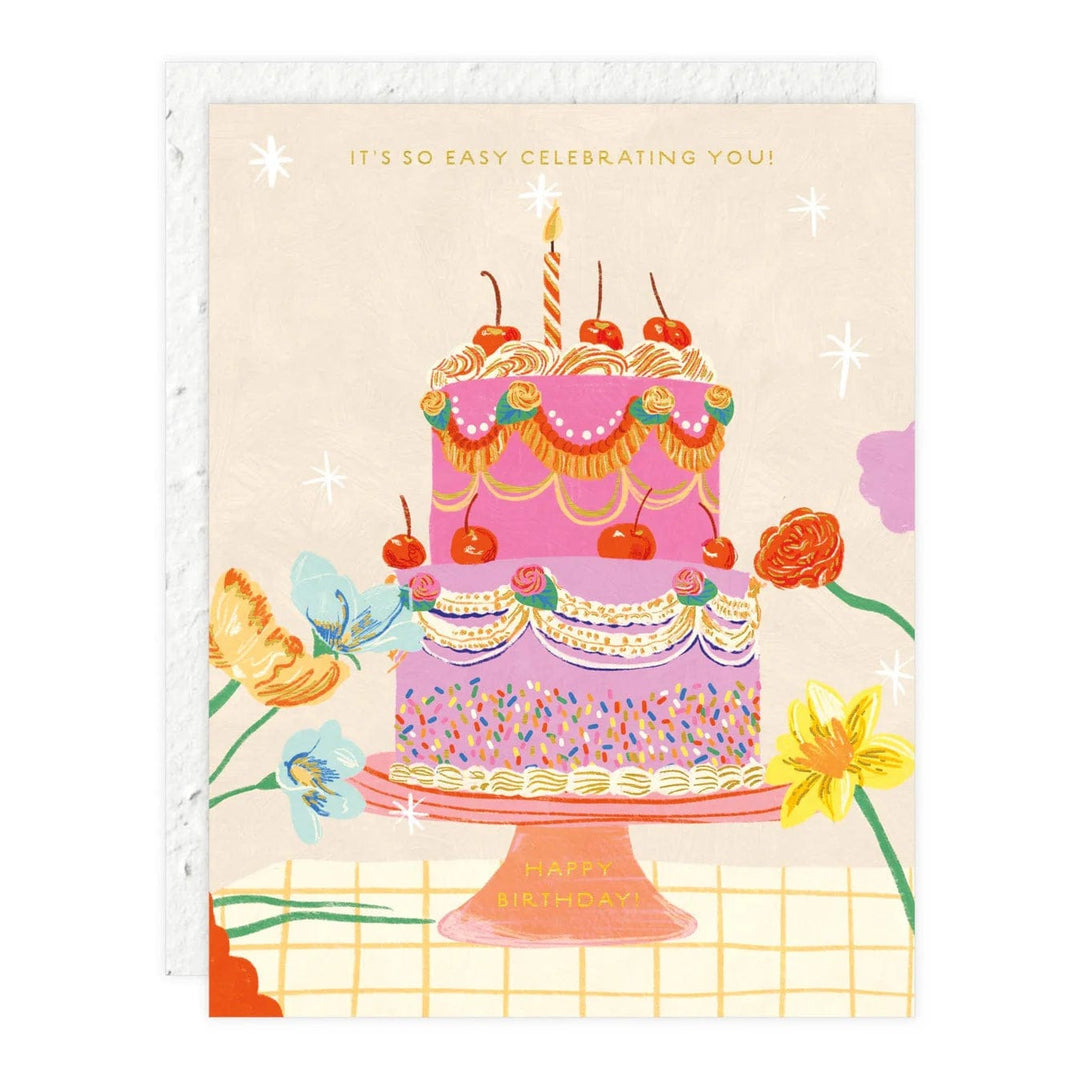 Greeting Card Birthday Cake Card send a bouquet- the best flower delivery