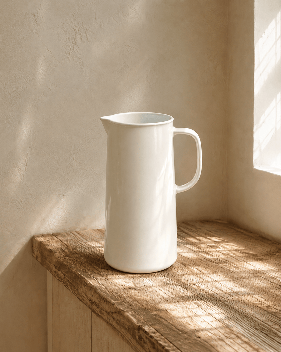 Vase Cream Enamel Pitcher Vase send a bouquet- the best flower delivery