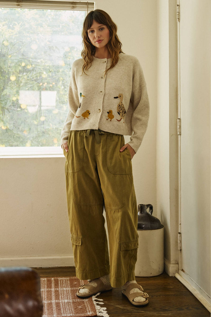 Duckling Parade Intarsia Cardigan: Oatmeal / SM-ML send a bouquet- the best flower delivery