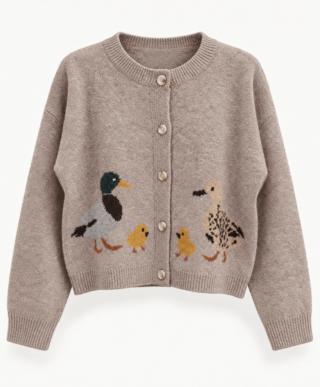 Duckling Parade Intarsia Cardigan: Oatmeal / SM-ML send a bouquet- the best flower delivery
