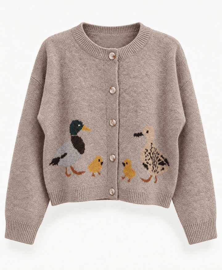Duckling Parade Intarsia Cardigan: Oatmeal / SM-ML send a bouquet- the best flower delivery