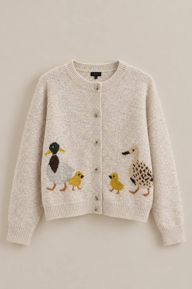 Duckling Parade Intarsia Cardigan: Oatmeal / SM-ML send a bouquet- the best flower delivery