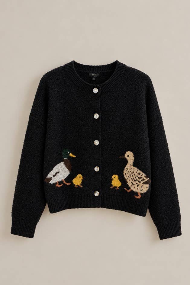 Duckling Parade Intarsia Cardigan: Oatmeal / SM-ML send a bouquet- the best flower delivery