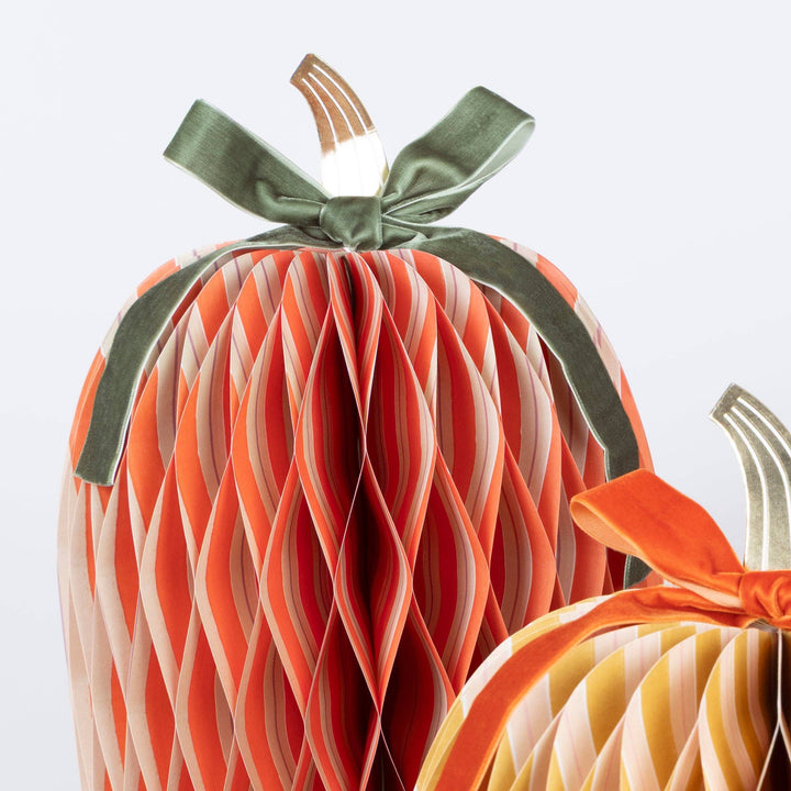 Fall Stripe Paper Honeycomb Pumpkins send a bouquet- the best flower delivery