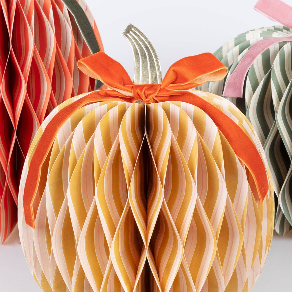 Fall Stripe Paper Honeycomb Pumpkins send a bouquet- the best flower delivery