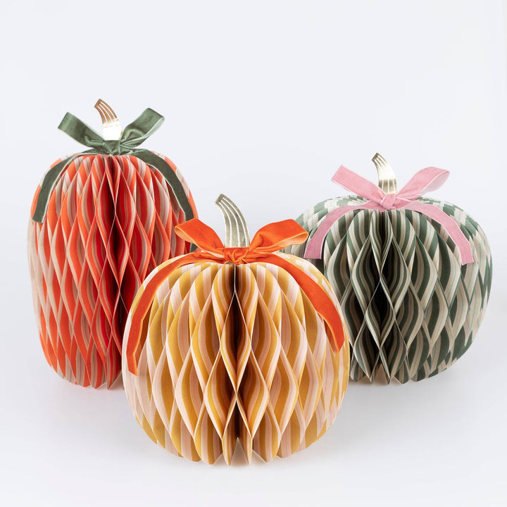 Fall Stripe Paper Honeycomb Pumpkins send a bouquet- the best flower delivery