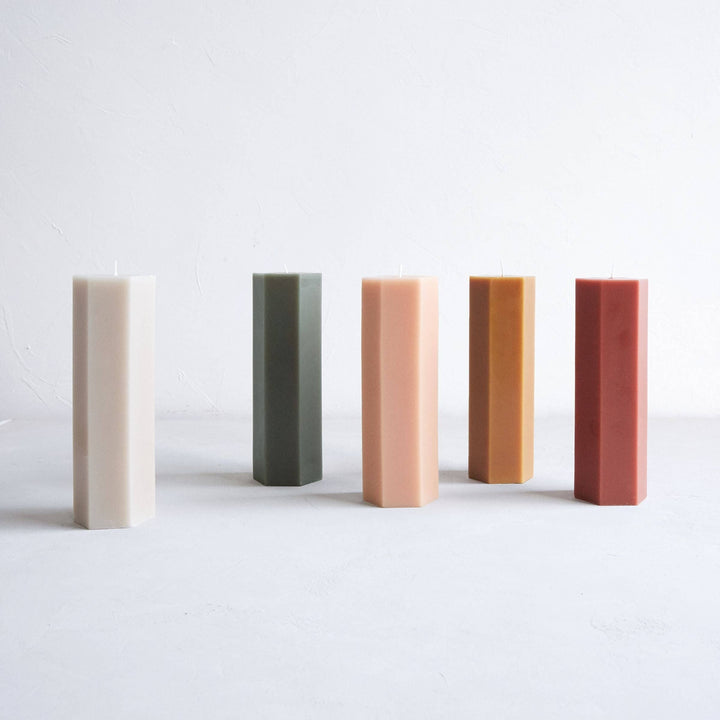 Fancy Hexagon Pillar Candles: Miel send a bouquet- the best flower delivery
