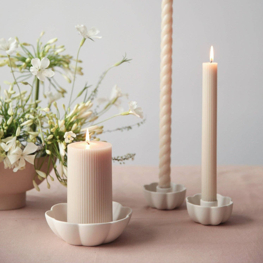 Fancy Ribbed Pillar Candles: Clay send a bouquet- the best flower delivery