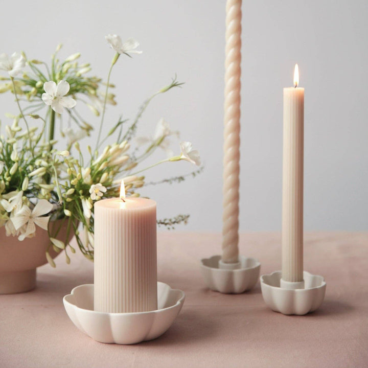 Fancy Ribbed Pillar Candles: Clay send a bouquet- the best flower delivery