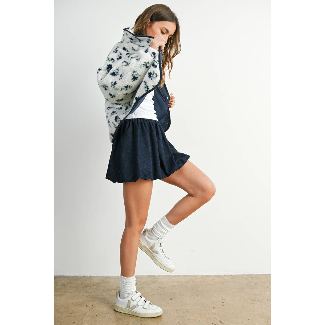 Floral Print Fluffy Fleece Jacket - BMJ7811: CREAM / KHAKI / M send a bouquet- the best flower delivery