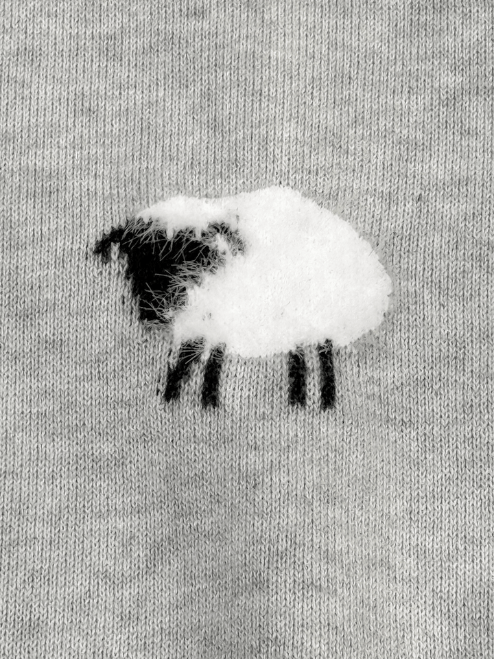 Furry Sheep 3D Jacquard Sweater Knit Baby Jumpsuit (Organic): Pewter Grey Heather / 3-6M send a bouquet- the best flower delivery