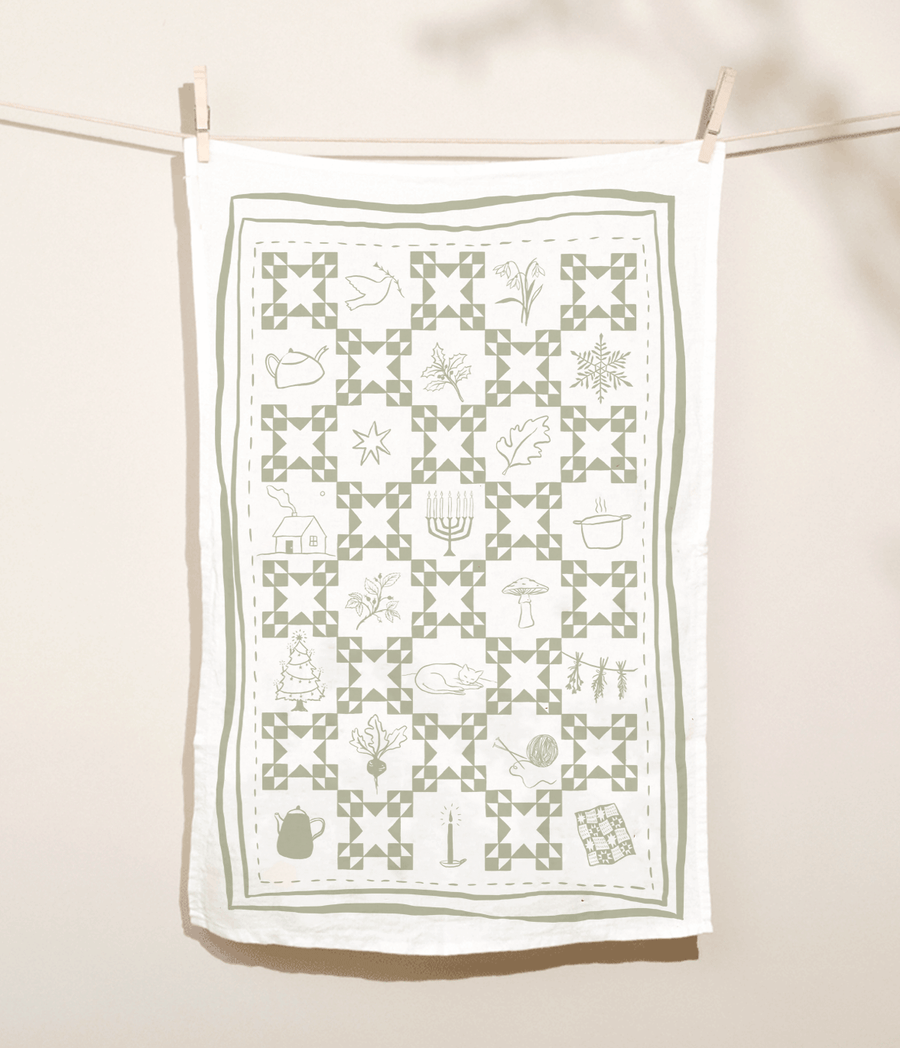 Holiday Quilt Cotton Tea Towel | Multifaith Design send a bouquet- the best flower delivery