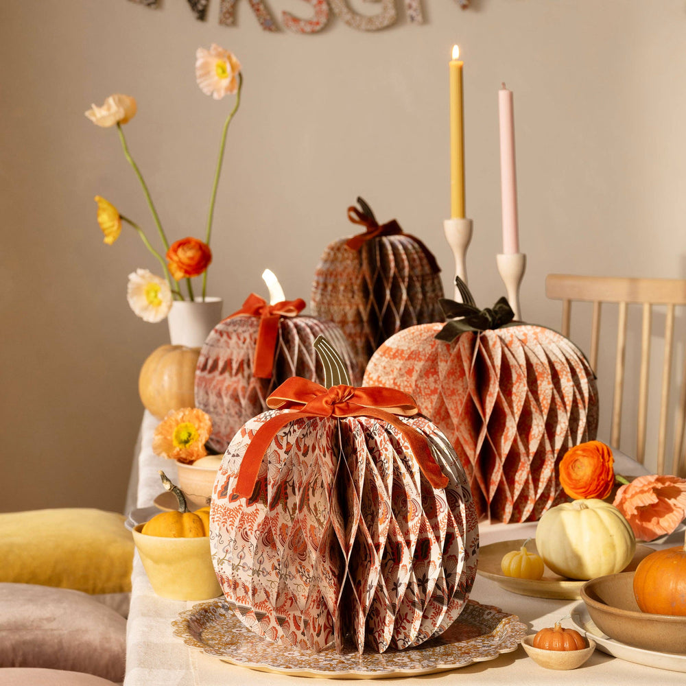 Meri Meri x Liberty Paper Honeycomb Pumpkins send a bouquet- the best flower delivery
