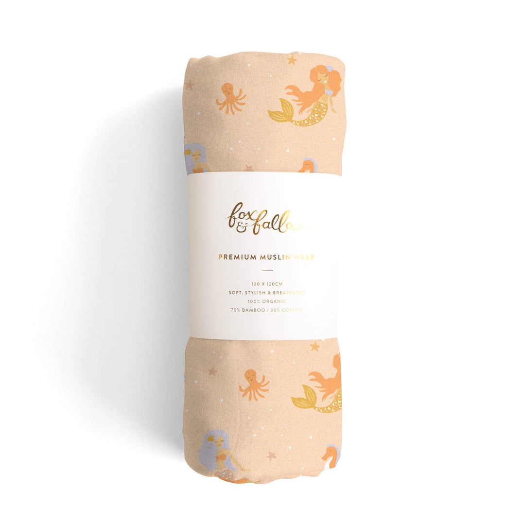 Fox & Fallow Mermaids Organic Muslin Wrap Swaddle