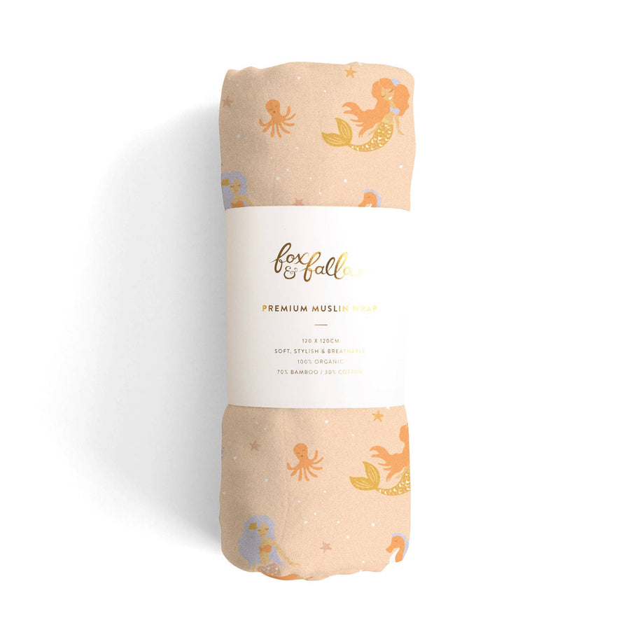 Fox & Fallow Mermaids Organic Muslin Wrap Swaddle