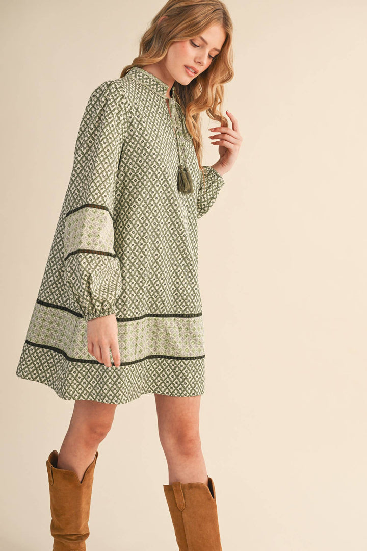 MIXED PRINT MINI SHIFT DRESS MDR4391: ROSE PINK / M send a bouquet- the best flower delivery