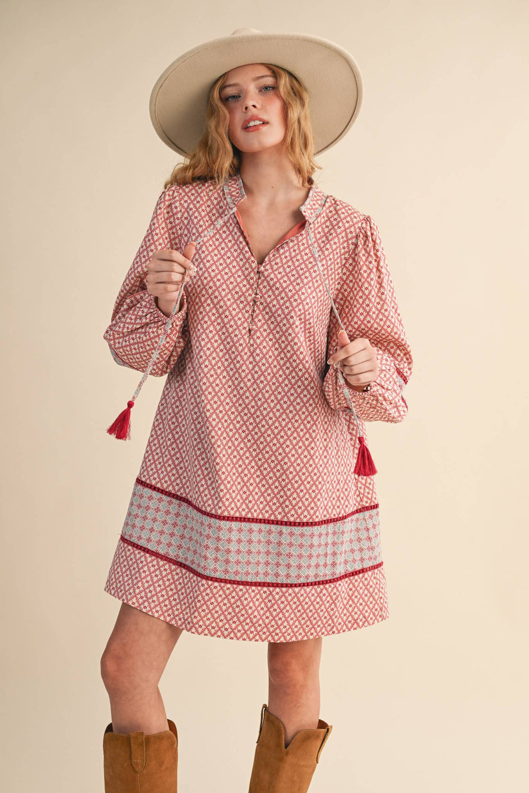 MIXED PRINT MINI SHIFT DRESS MDR4391: SAGE OLIVE / M send a bouquet- the best flower delivery