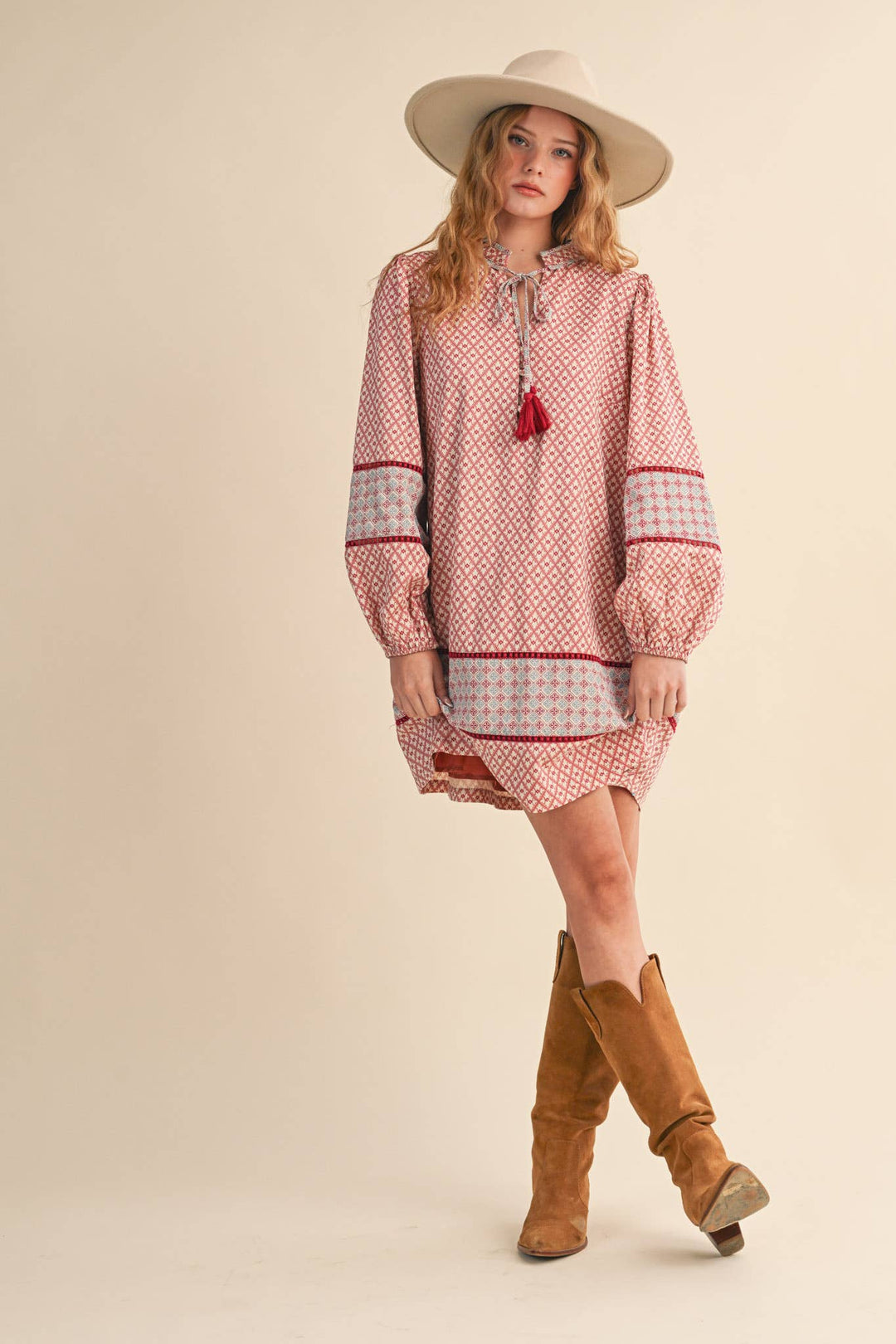 MIXED PRINT MINI SHIFT DRESS MDR4391: SAGE OLIVE / M send a bouquet- the best flower delivery