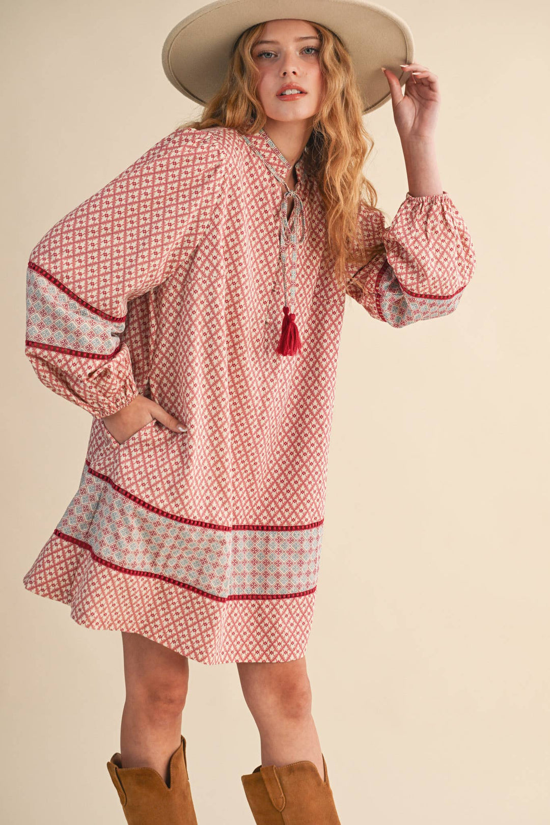 MIXED PRINT MINI SHIFT DRESS MDR4391: SAGE OLIVE / S send a bouquet- the best flower delivery