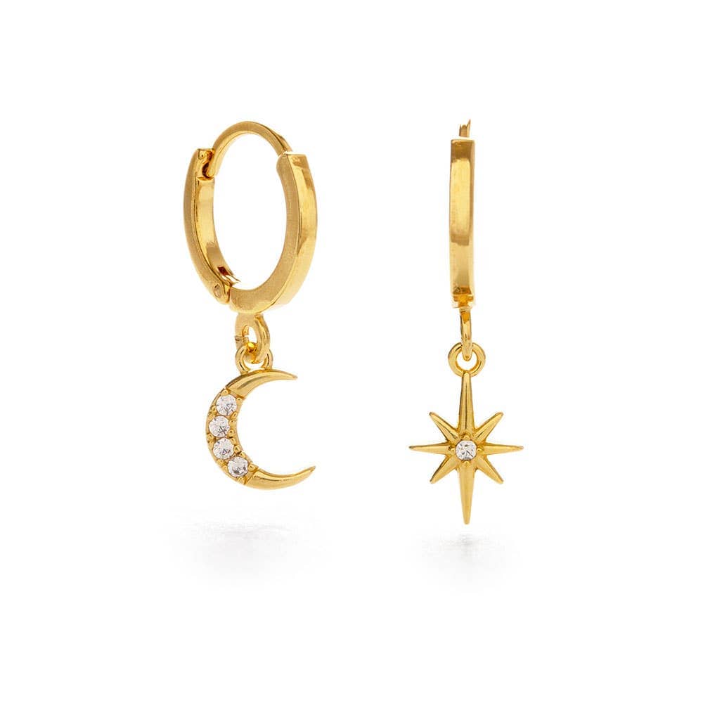 Moon and Star Huggie Hoop Earrings send a bouquet- the best flower delivery