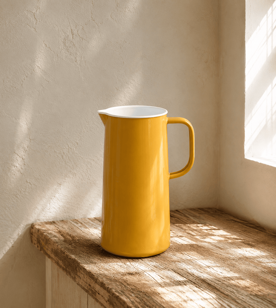 Vase Mustard Enamel Pitcher Vase send a bouquet- the best flower delivery