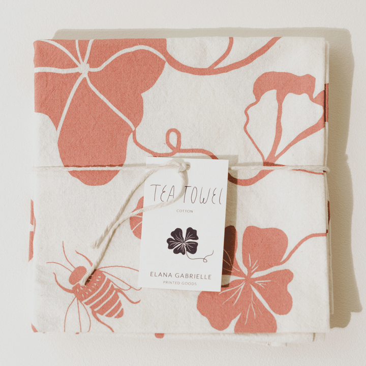 Elana Gabrielle Nasturtium Tea Towel: Blush