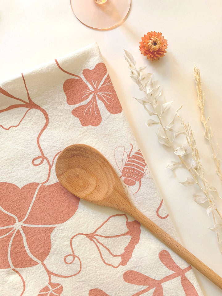 Elana Gabrielle Nasturtium Tea Towel: Blush