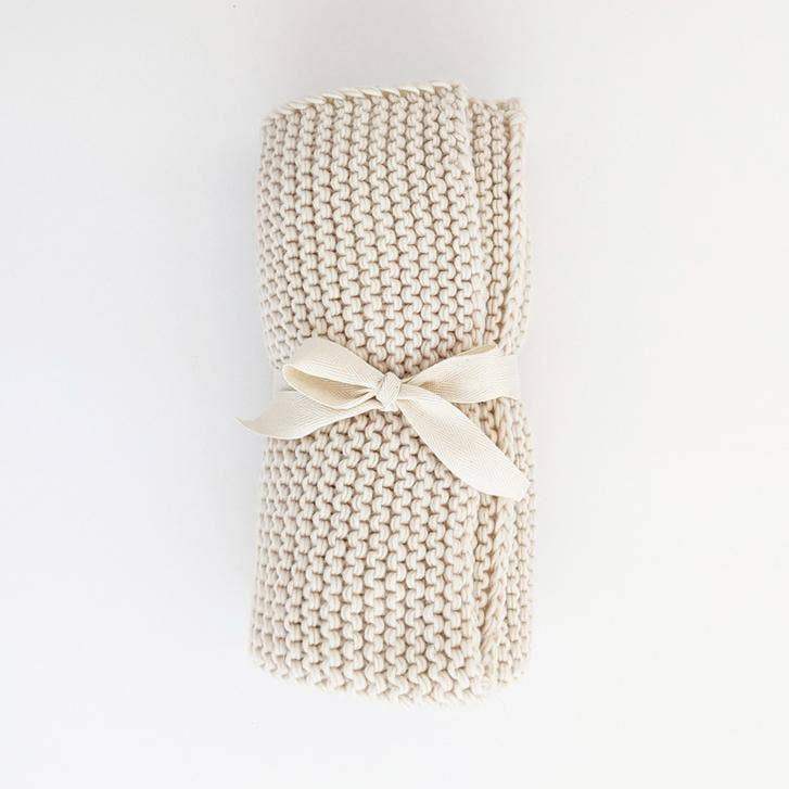 Natural Garter Garter Stitch Knit Baby Blanket: 24" x 24" send a bouquet- the best flower delivery