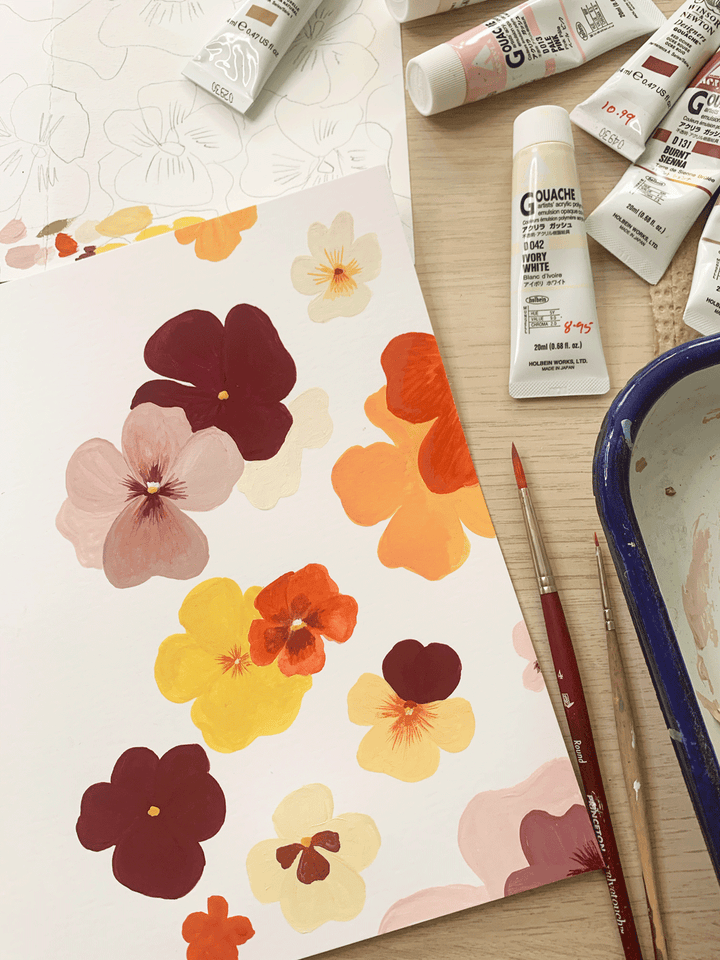 Pansies Greeting Card - Hand-Painted Floral Notecard send a bouquet- the best flower delivery