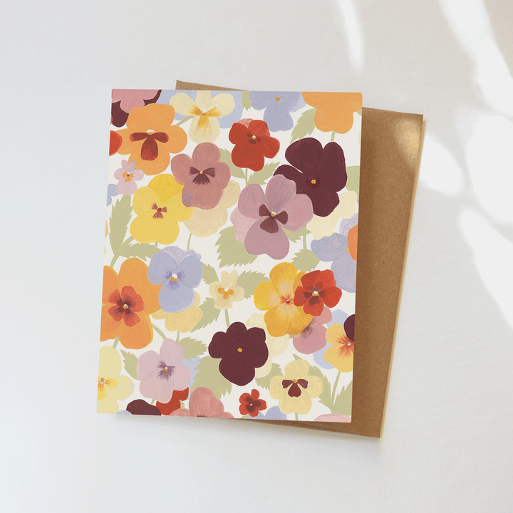 Pansies Greeting Card - Hand-Painted Floral Notecard send a bouquet- the best flower delivery