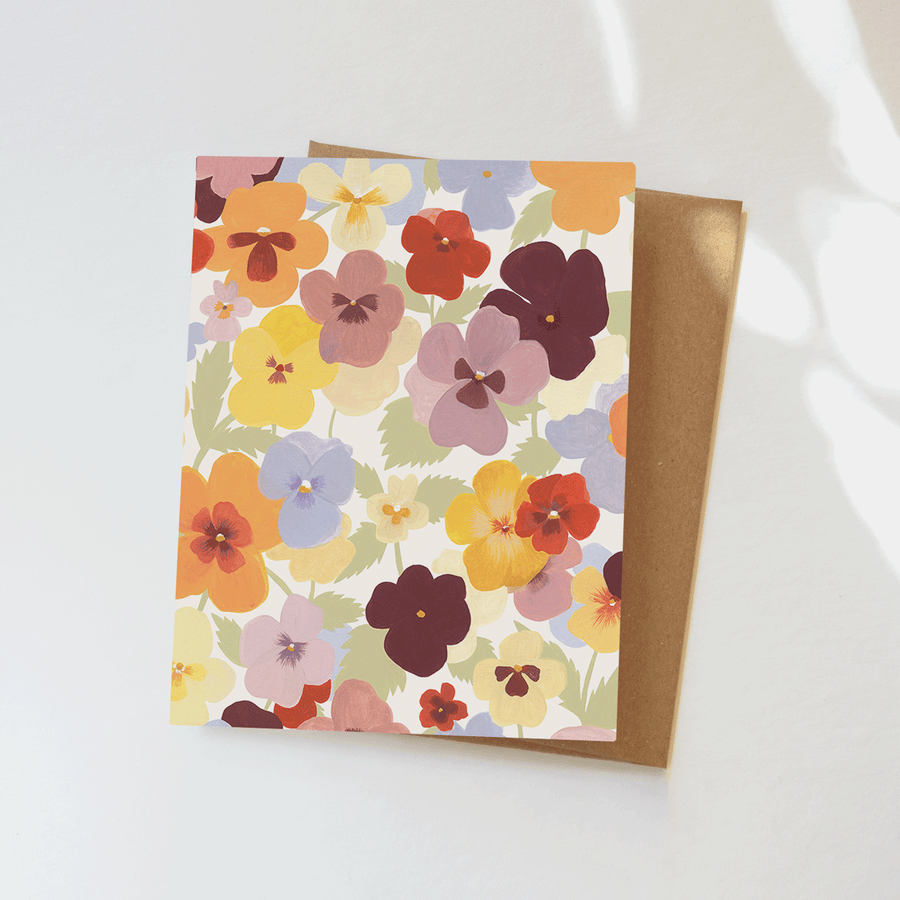 Pansies Greeting Card - Hand-Painted Floral Notecard send a bouquet- the best flower delivery