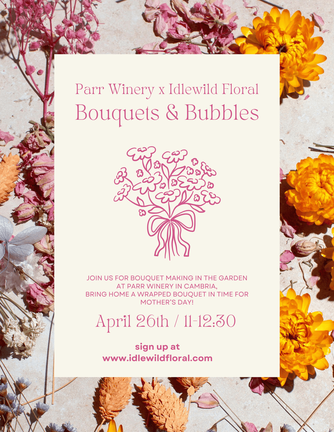 Parr Winery Bouquet Workshop 4/26 send a bouquet- the best flower delivery
