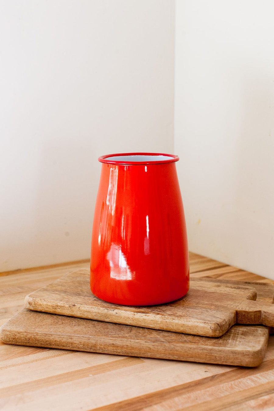 Vase Red Enamel Vase send a bouquet- the best flower delivery