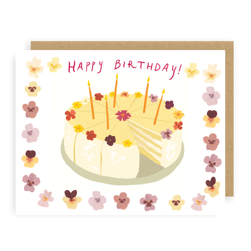 Red Pansies Birthday Cake Card send a bouquet- the best flower delivery