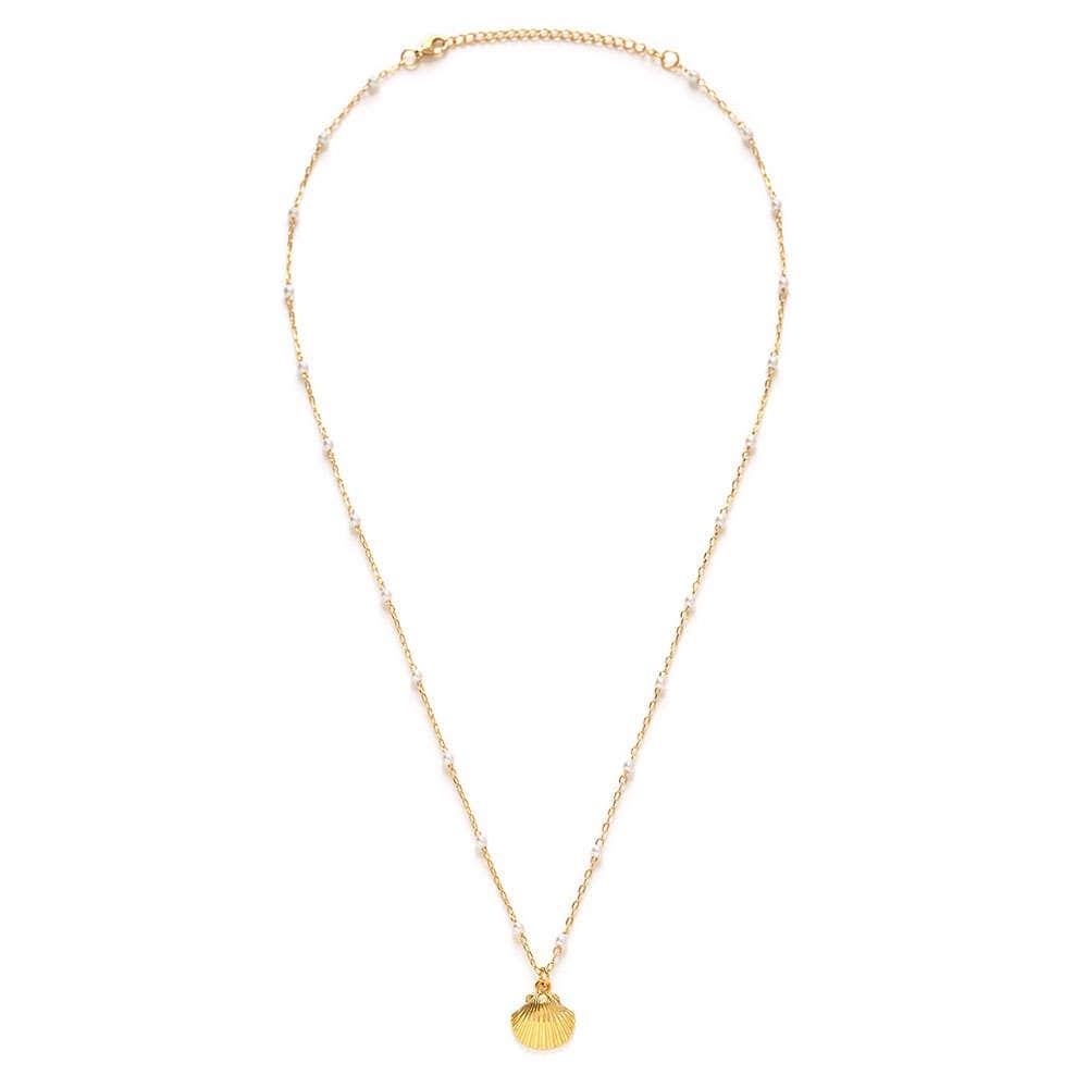 Scallop Shell and Pearl Station Chain Necklace send a bouquet- the best flower delivery
