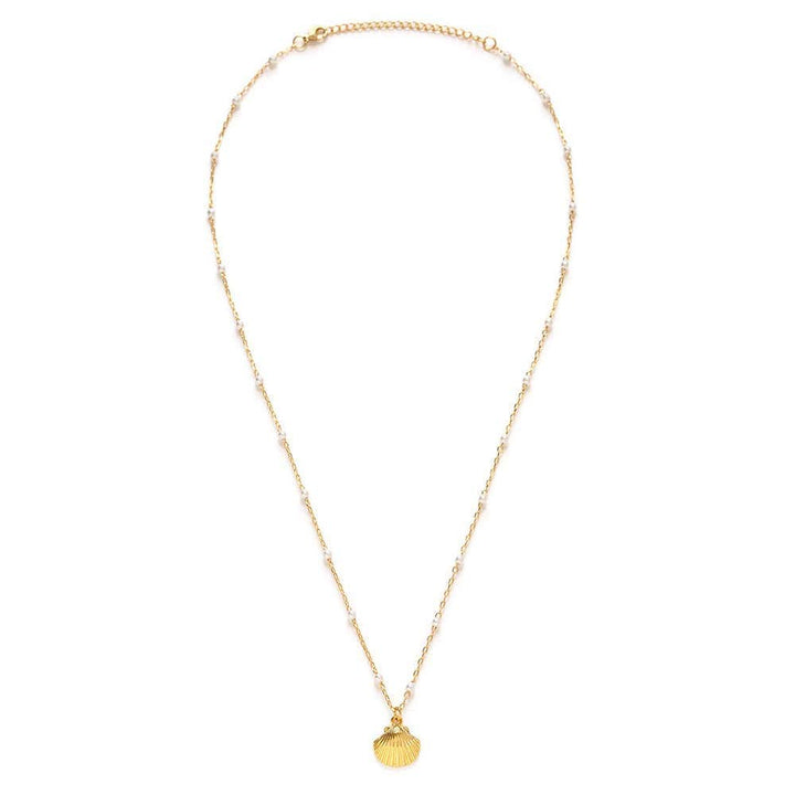Scallop Shell and Pearl Station Chain Necklace send a bouquet- the best flower delivery