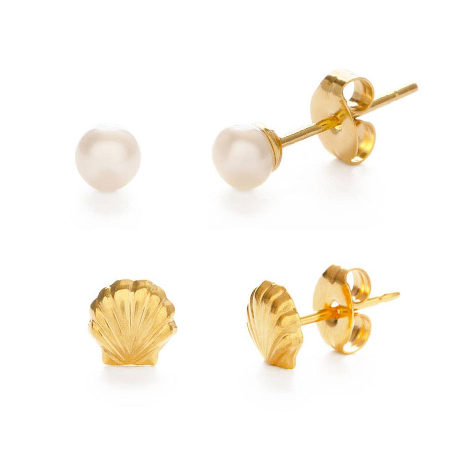 Seashell and Pearl Stud Earring Combo send a bouquet- the best flower delivery