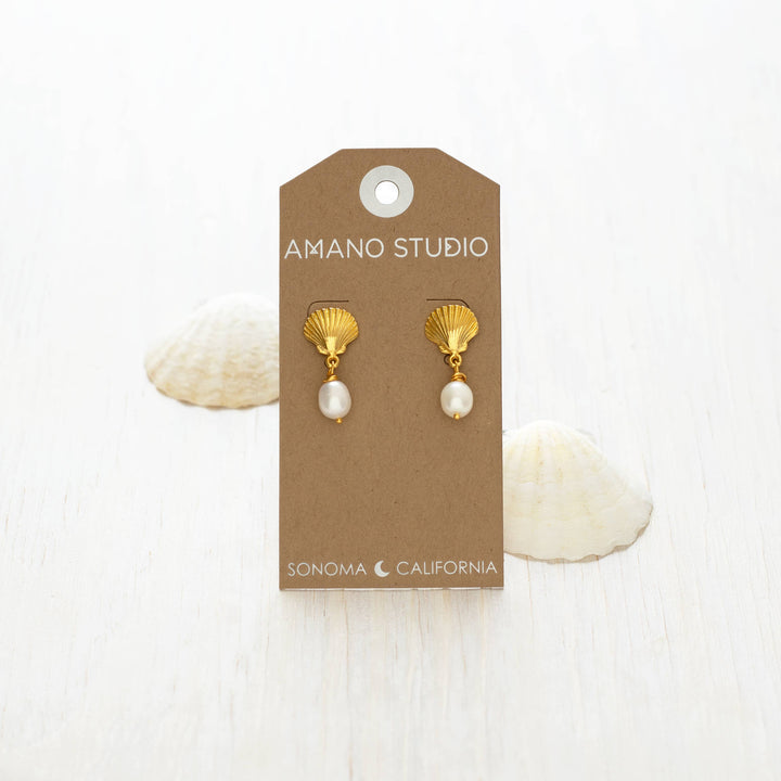 Shell and Pearl Stud Drop Earrings send a bouquet- the best flower delivery