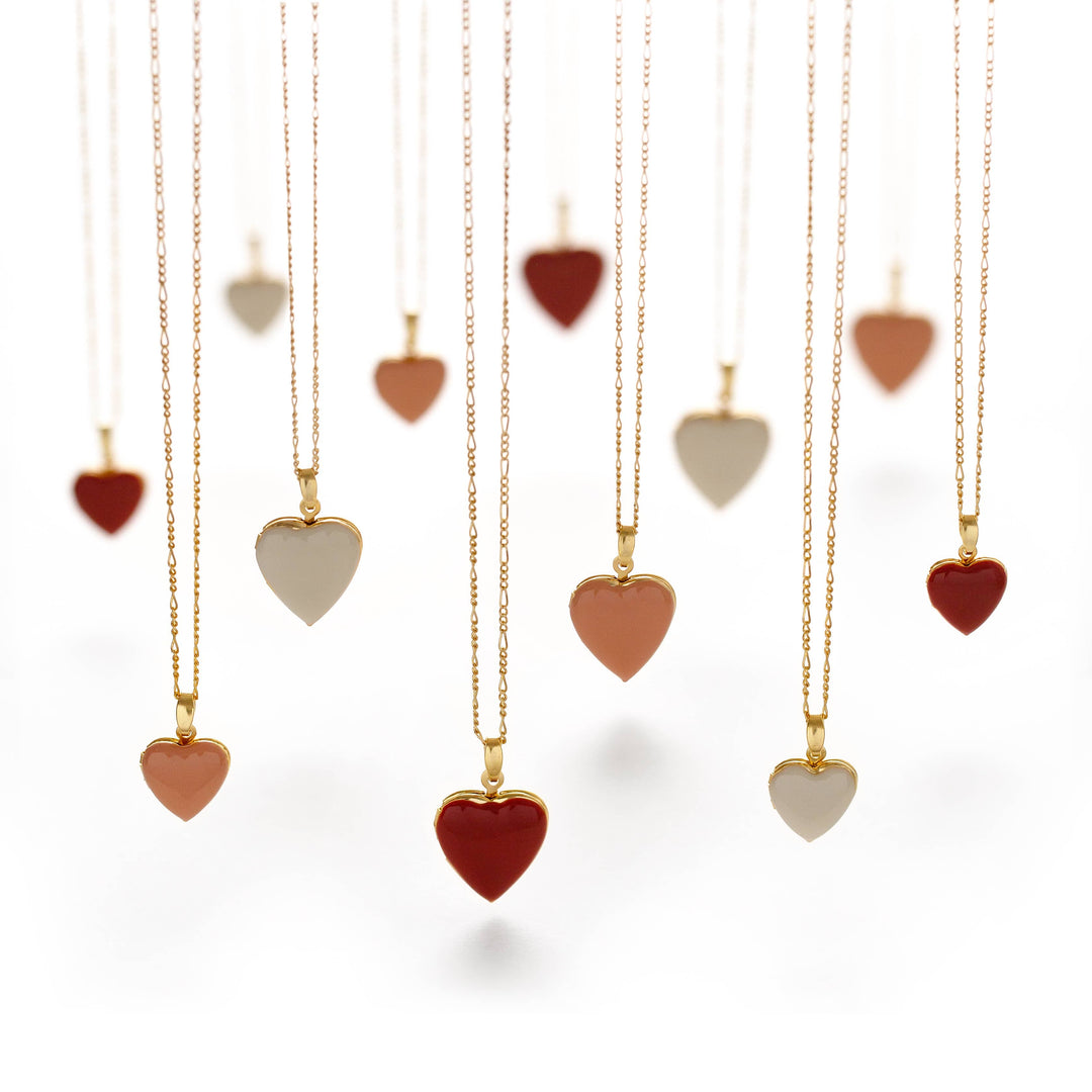 Small Heart Enamel Locket: Beige send a bouquet- the best flower delivery