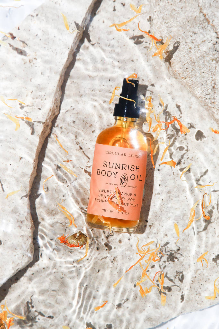 Circular Living Sunrise Body Oil, Sweet Orange & Grapefruit: Pump Top (Reusable)