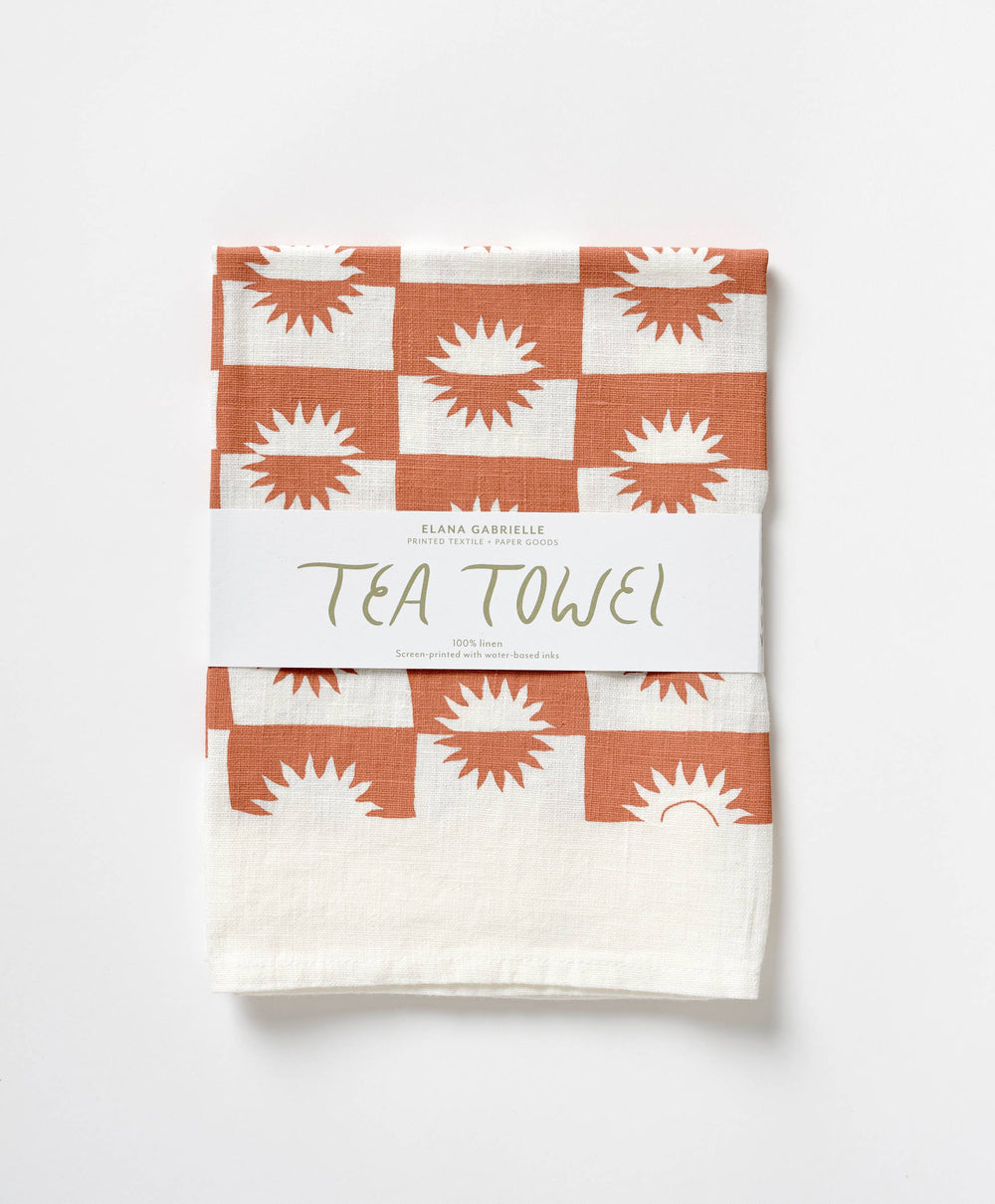 Sunrise Linen Tea Towel - Absorbent Towel, Graphic Sun Style: Siena send a bouquet- the best flower delivery